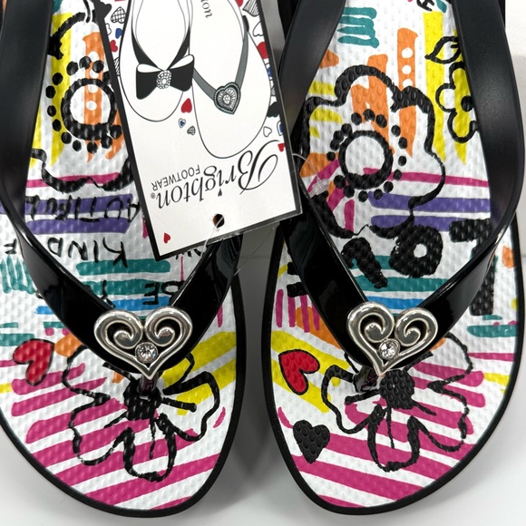 Brighton Moda Wedge Platform Flip Flops Thong Sandals w/Heart Accent, Size 8 NWT - Picture 7 of 12